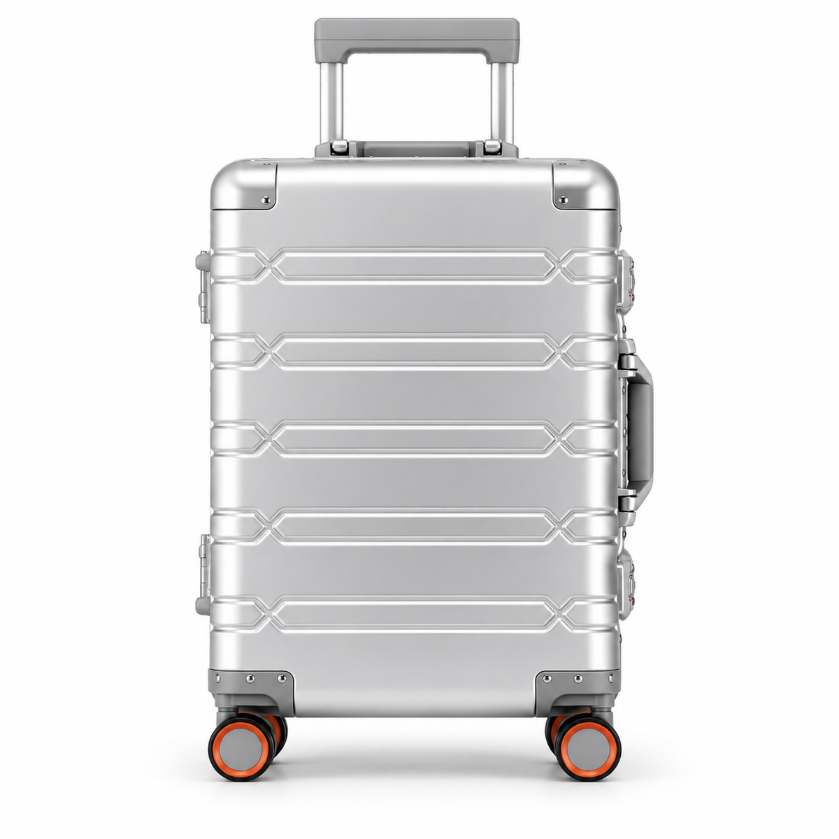 Valise cabine aluminium Escale argent, vue de face