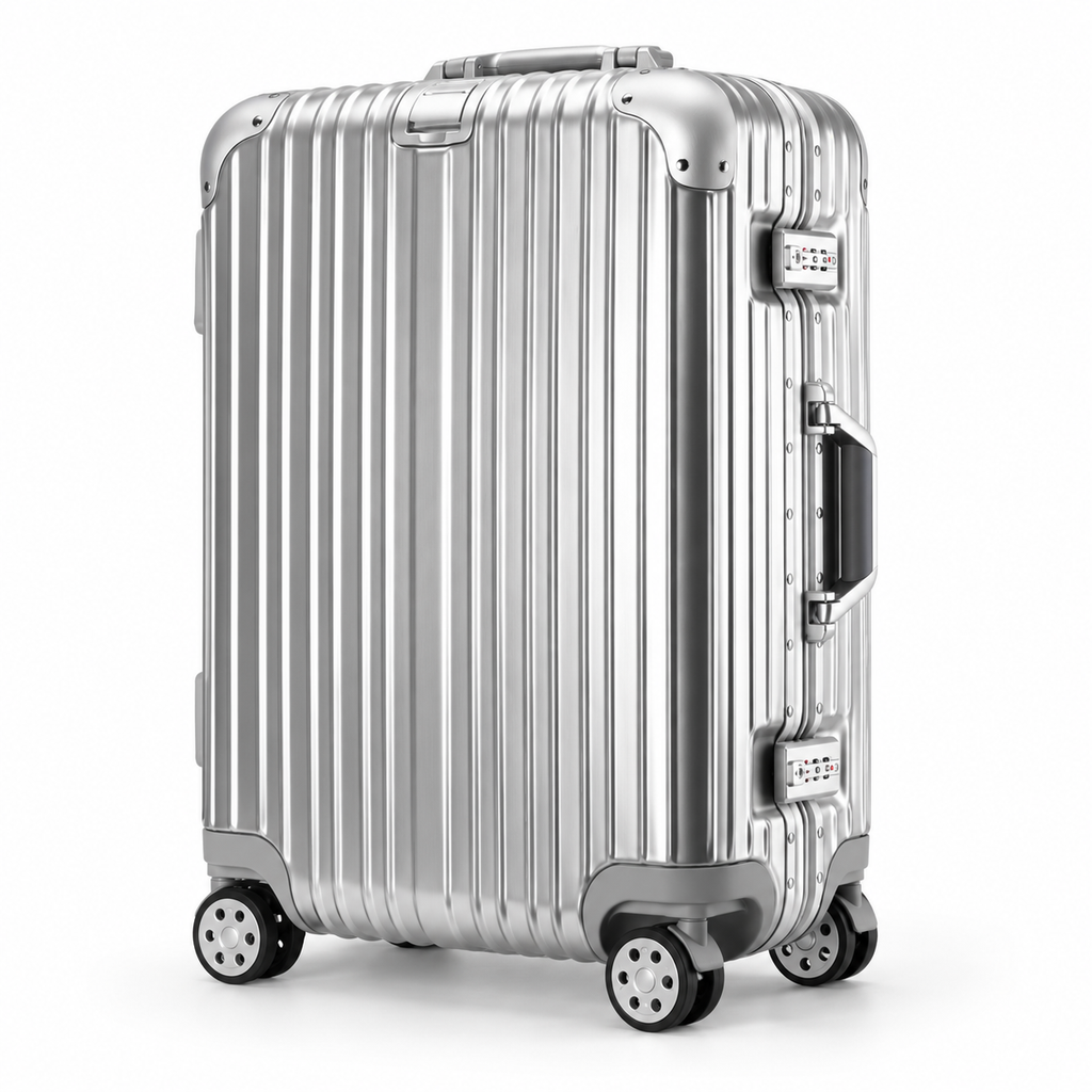 Valise cabine Chroma argent, vue de trois quarts droite