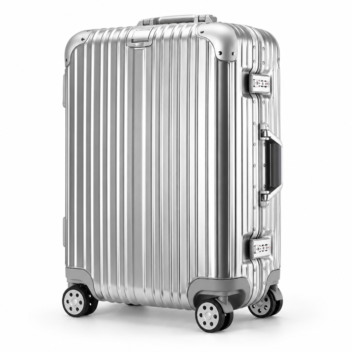 Valise cabine Chroma argent, vue de trois quarts droite