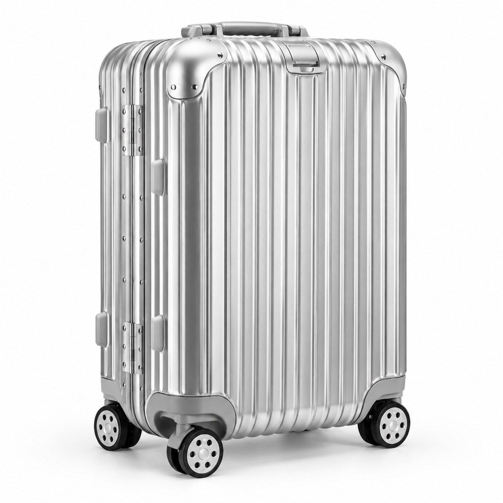 Valise cabine Chroma argent, vue de trois quarts gauche