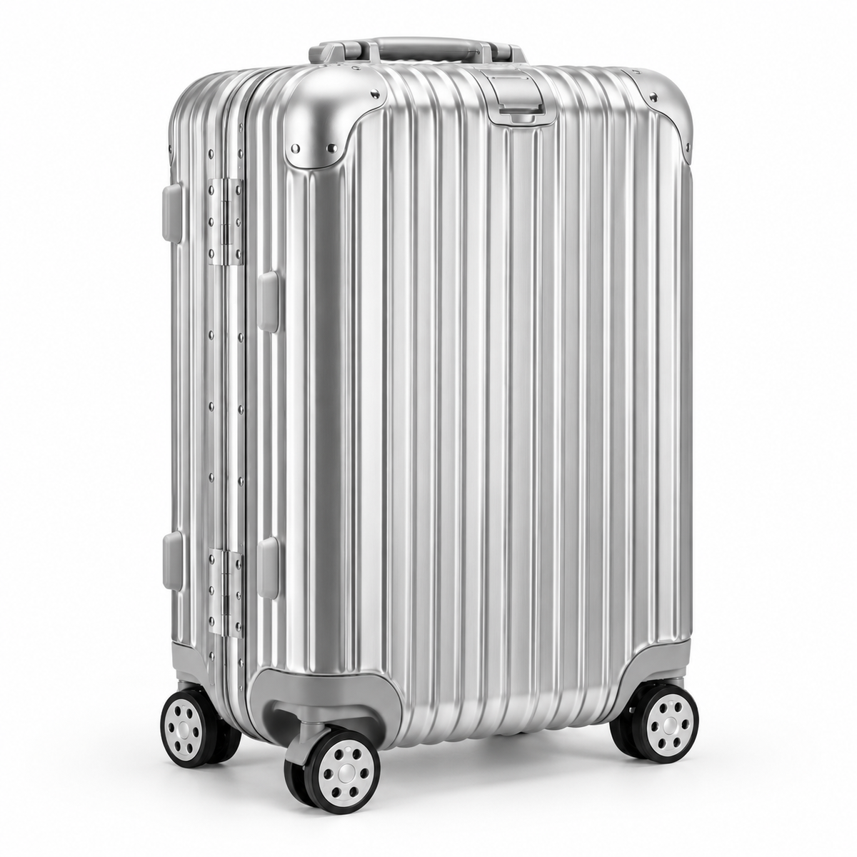 Valise cabine Chroma argent, vue de trois quarts gauche