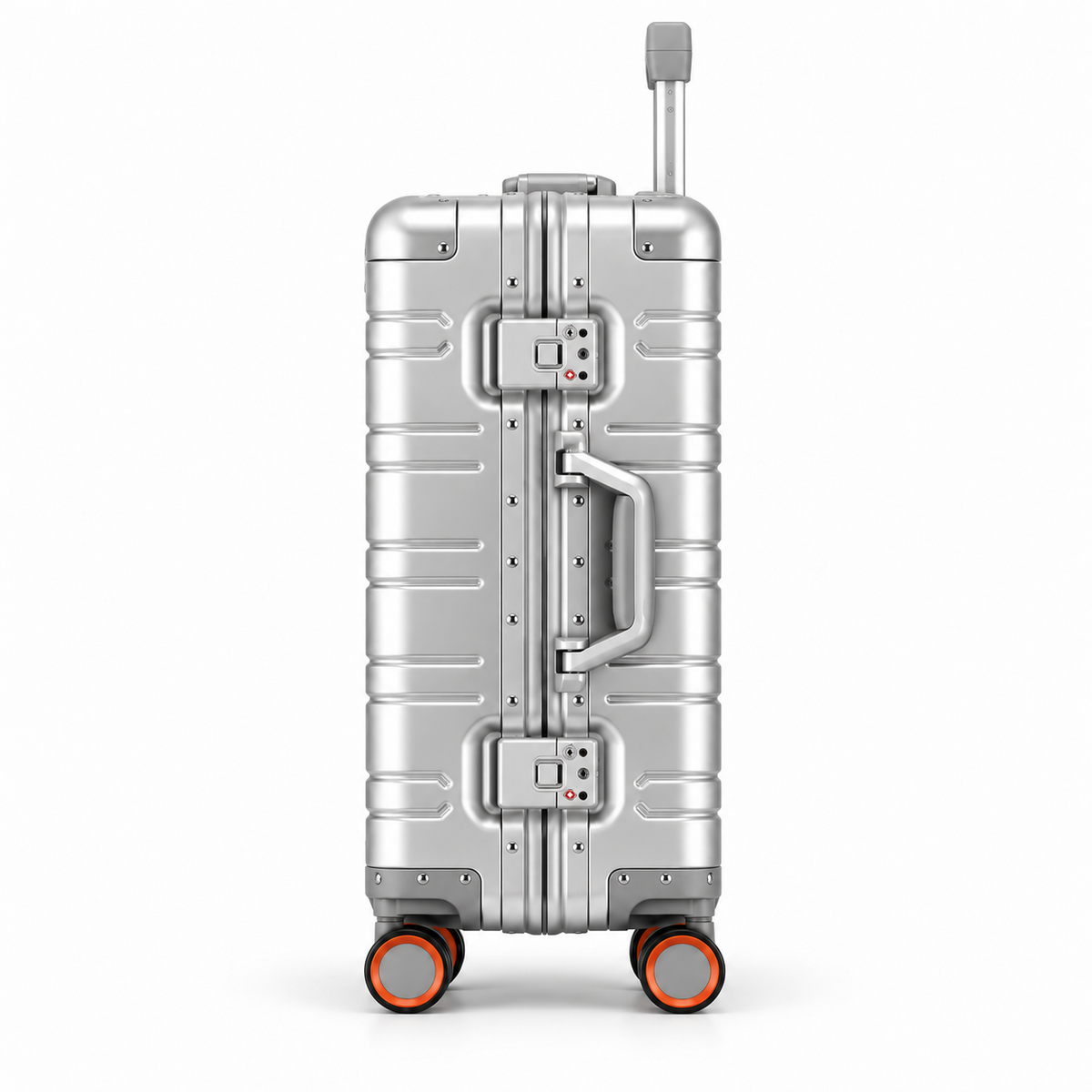 Valise cabine aluminium Escale argent, vue de profil