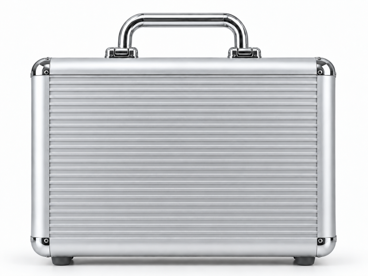Mini-valise en aluminium, vue de face