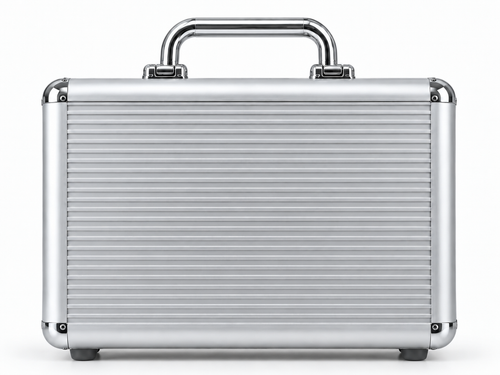 Mini-valise en aluminium, vue de face