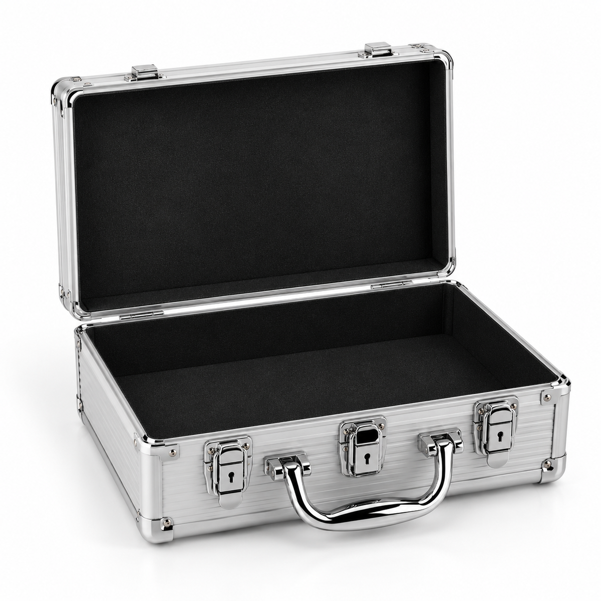 Mini-valise en aluminium ouverte